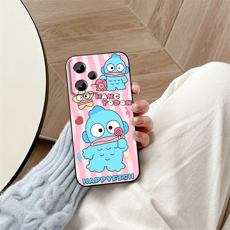 Sanrio Hangyodon Fish For Xiaomi Redmi Note 13 12R 12 12S Turbo 11 11T 11S 10 10S Pro Plus 5G Black TPU Phone Case