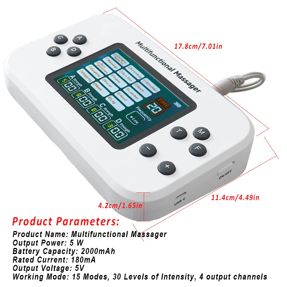 15Modes Gentle Electric EMS Digital Machine Muscle Stimulator Surface Care Massage Multi Gentle Vibration Body Muscle Relax Tool