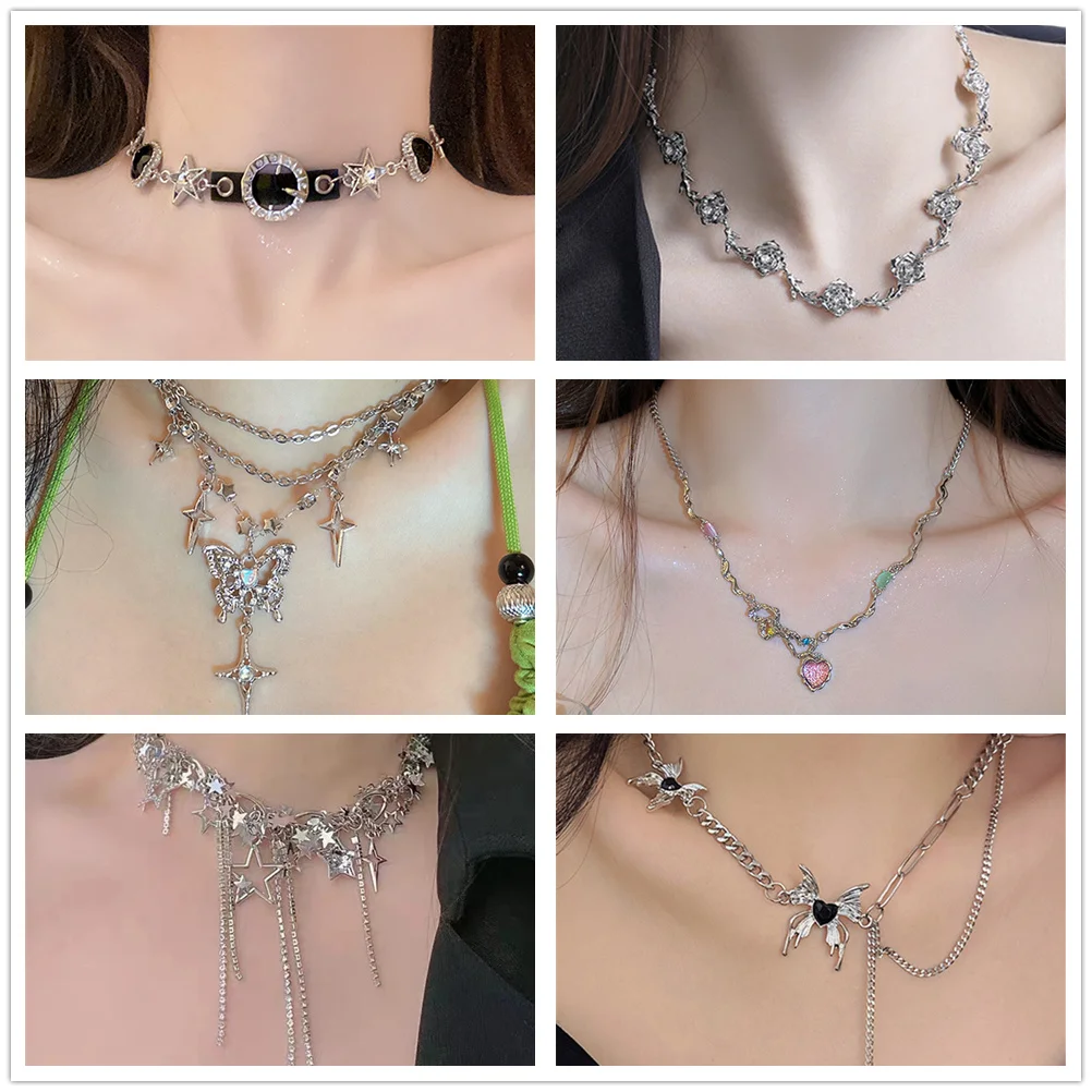 Rhinestone Shiny Chokers for Girls Sexy Punk Letter Night Entertainment Venue Statement Party Necklace