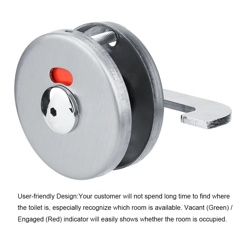 Durable Stainless Steel Latch Lock Keyless Silver Privacy Door Lock Indicating Door Lock Restroom