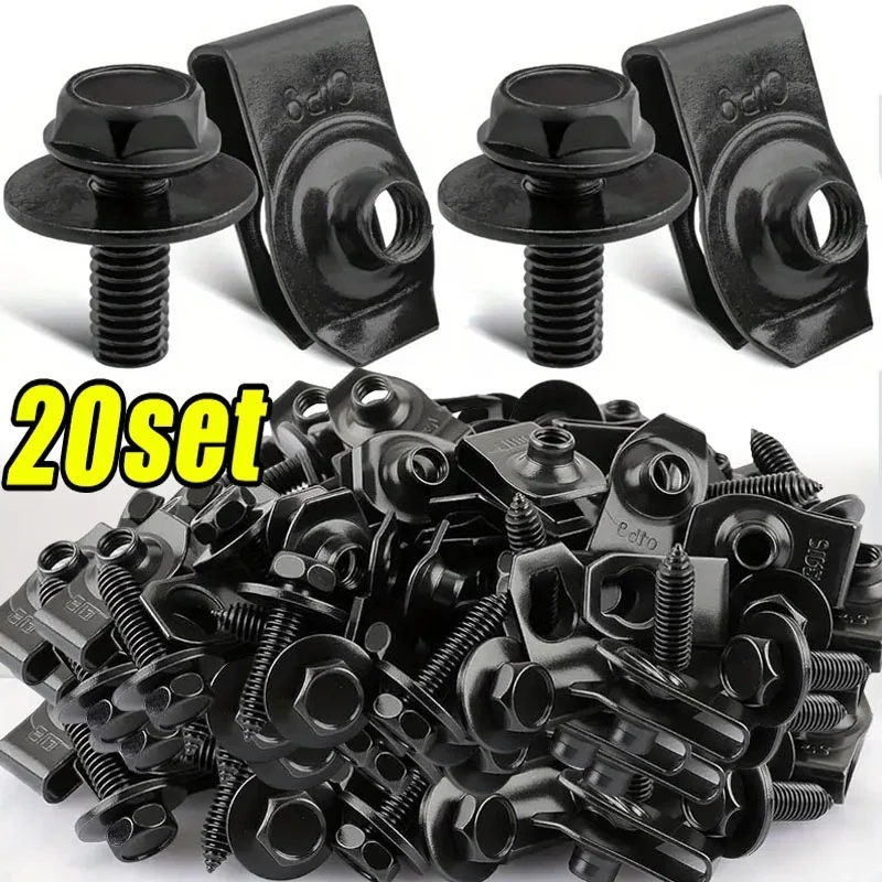 Car Body Bolts U Type Nut Clips M6 Automobile Bumper Fender Rivet Engine Cover Undertray Splash Shield Guard Liner Screws Clips