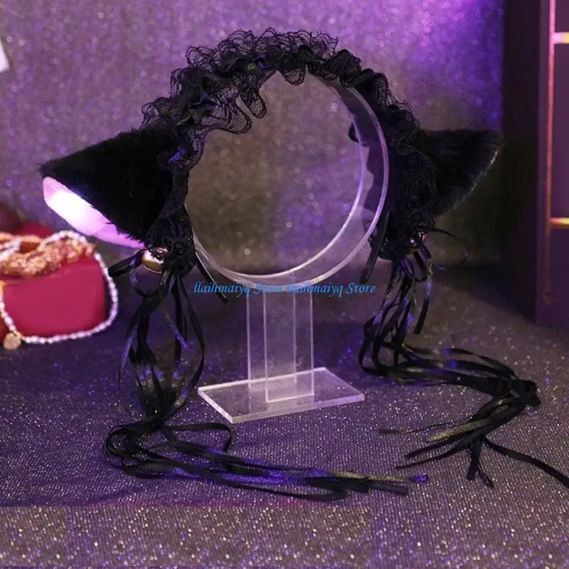 573B القطط الأذن عقال زي الهالوين تضيء أغطية الرأس للحفلات