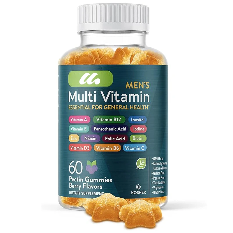 Multi vitamin gummies,containing 14 essential vitamins and minerals,gluten and gelatin free,vegetarian,berry flavored