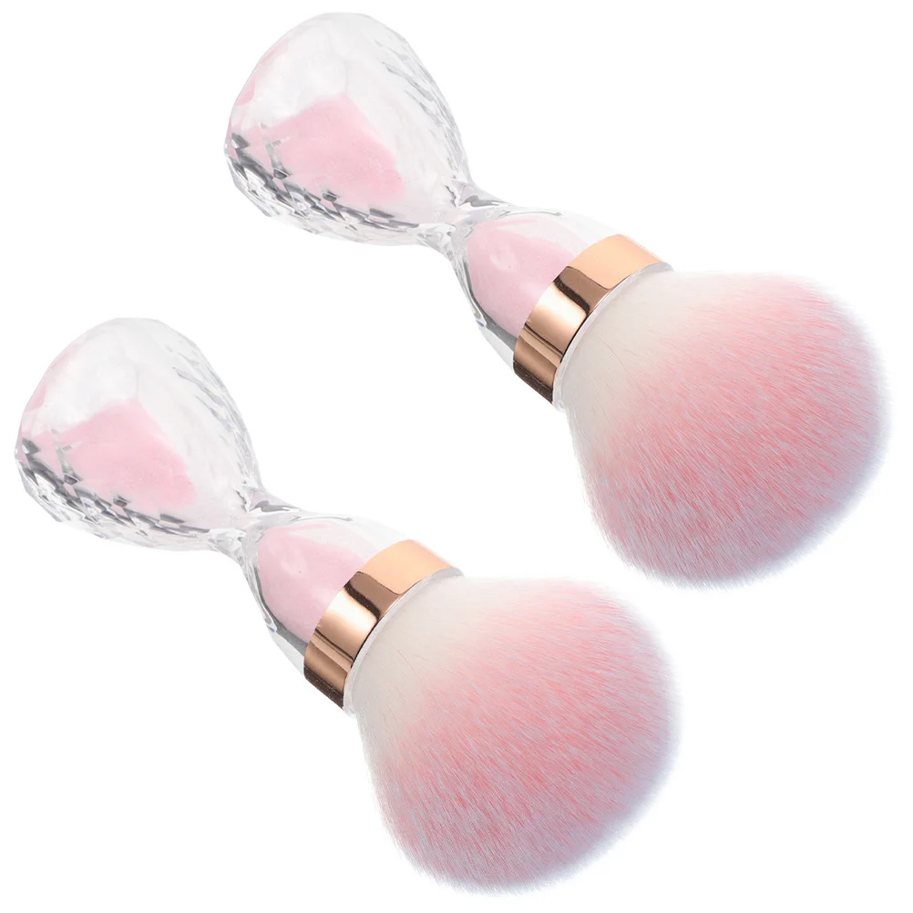 

2pcs Nail Dust Brush Makeup Tool Large Head Shape Soft Bristle Efficient Cleaning For Nail Art Blush Brush Manicure