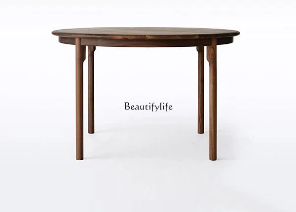 Nordic Home Black Walnut Round Simple New Chinese Modern Oak Dining Table