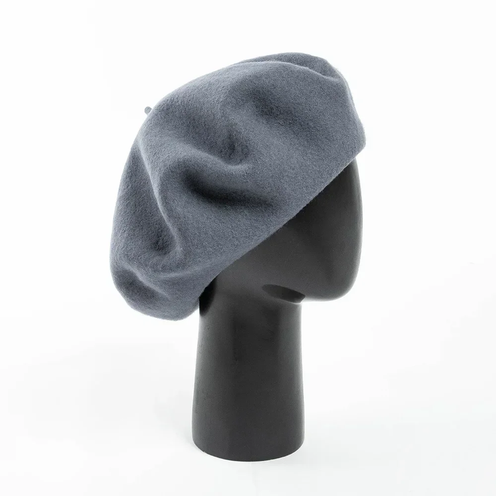 2023 New Oversized 100% Wool Berets Women Autumn Winter 32cm Big Beret Large Size Men Hat Painter Hat Female Warm Walking Cap