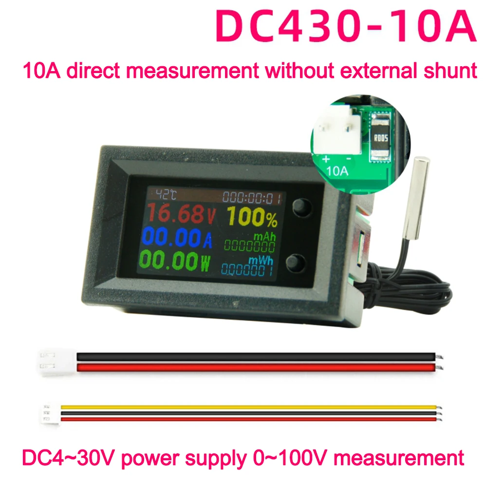 DC 0-200V 10A 100A 300A Multifunctional Battery Capacity Tester Voltage Current Power Energy Meter LCD Digital Voltmeter Ammeter