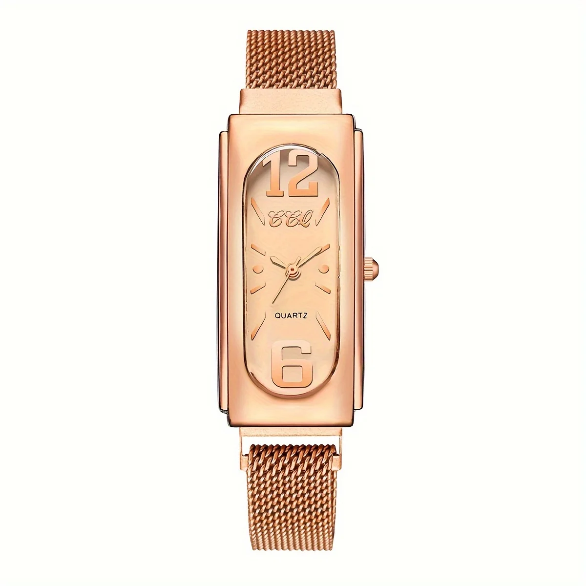 Fashion Women Rectangle Dial Quartz Watch With Bracelet (Box Not Included)