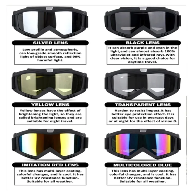 Outdoor Wind Block Full Face Protector, Anti-Glare Ski Goggle Lenses, Dirt MX Bike Face Guard, MTB Off-Road Sport Mask view 5