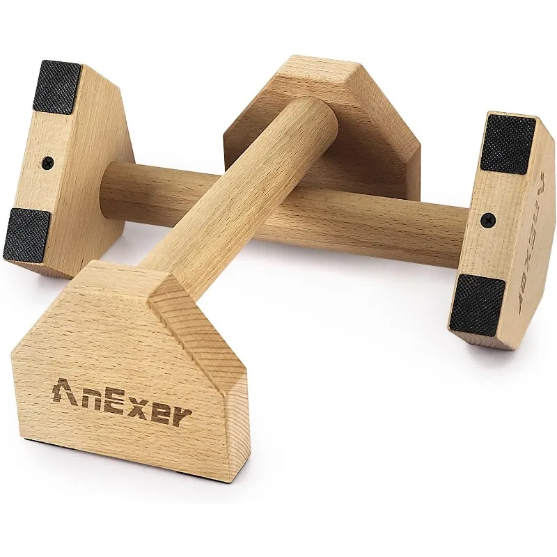 

Push Up Stands, Handstand Parallettes Bars, Solid Wood Push Up Bars with Non-Slip Mat Push up Handles for Floor Exercise Home Wo