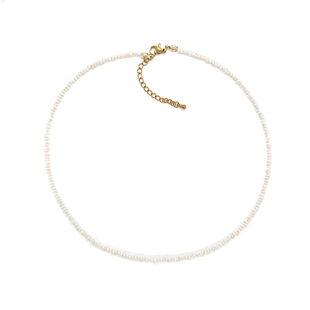 Vlen Mehrlagige Süßwasserperlenkette für Damen, 18K vergoldeter Perlenchoker, zierlicher minimalistischer handgefertigter Schmuck, Geschenke – Detail 8