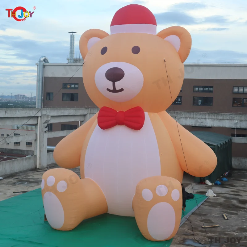 

27-футовый гигантский надувной медведь для улицы с рождественской шапкой Санты
