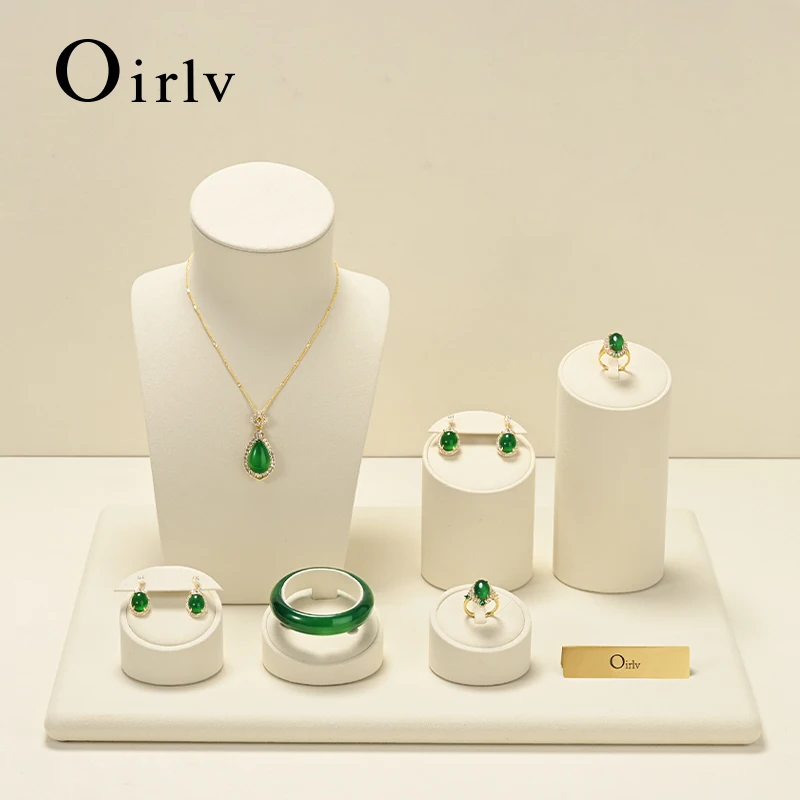 

Oirlv Бежевые высококачественные подставки для ювелирных изделий для колец, серег, ожерелий, браслетов - реквизит для витрины премиум-класса