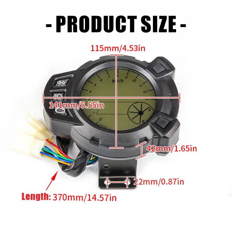 12V Motorcycle Multi-functional 7 Color Digital Dashboard Speedometer Tachometer Odometer 0-199KM/H LCD Backlight