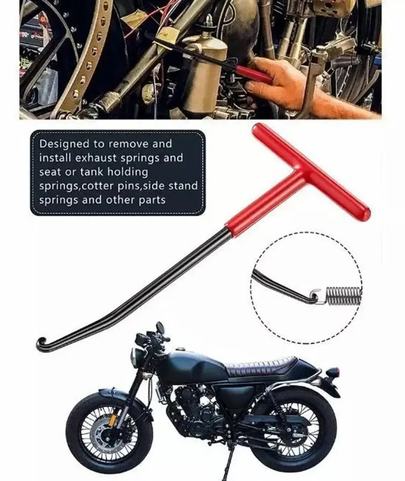 Carbon Steel Spring Hook Wrench with T Comfort Grip Handle Rust Resistant Spring Remover for Mechanical Repair Workshop
