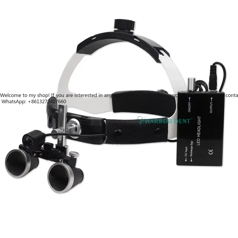 Electrical Powered Medical Magnifier Glasses with LED Headlight Binocular Loupes and Headband view 2