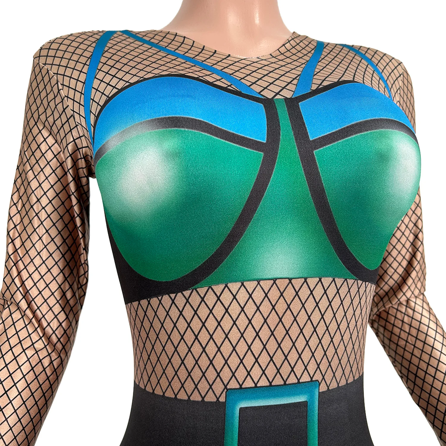 Printing Elastic Tight Fitting Spandex Jumpsuit Night Party Stage Performance Outfit Club Sexy Women Dance Dress-up Wear