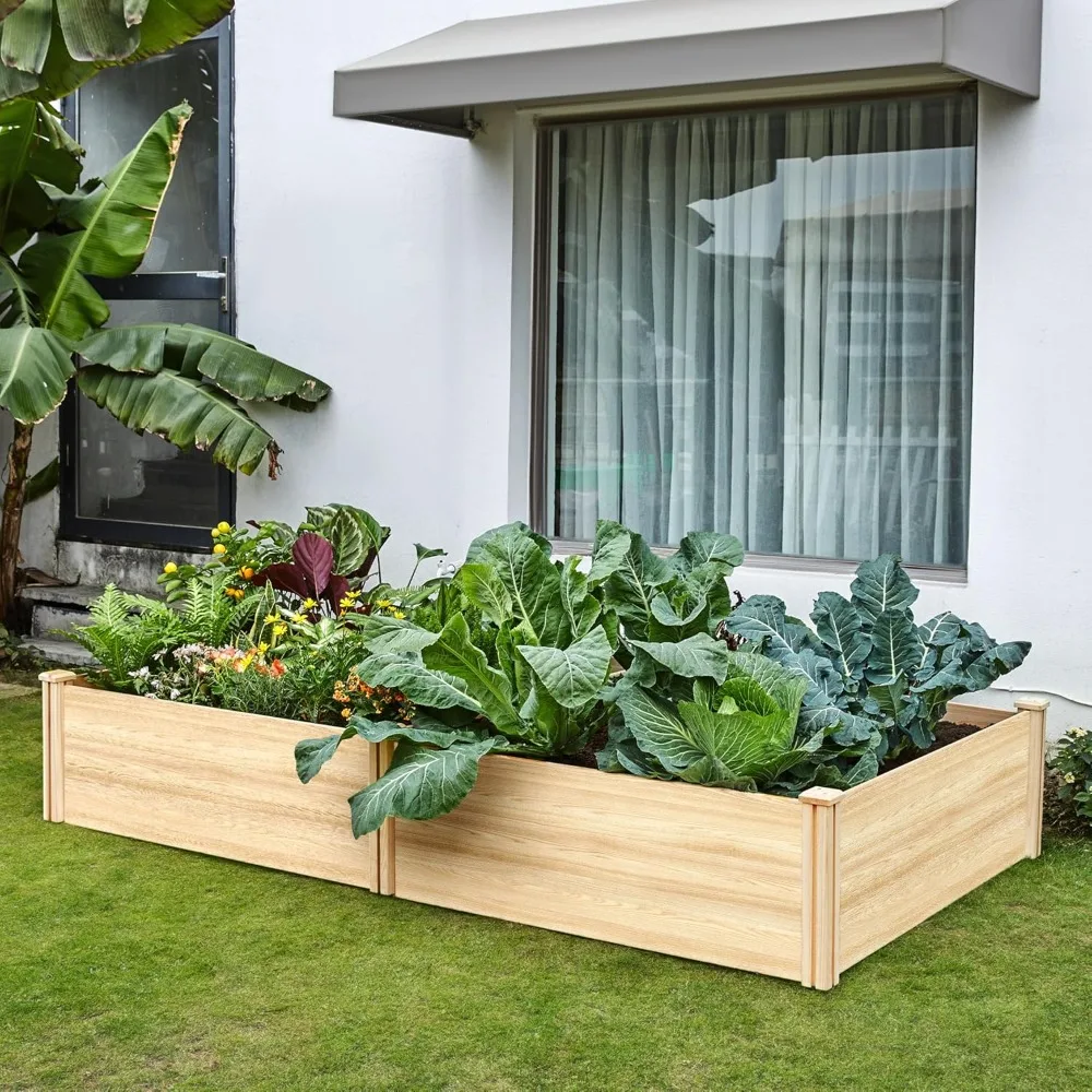 

AMERLIFE 8x4 Ft Wood Raised Garden Bed, Durable 15 Inch Depth Planter Box for Vegetables, Herbs, and Flowers, Ideal for Outdoor