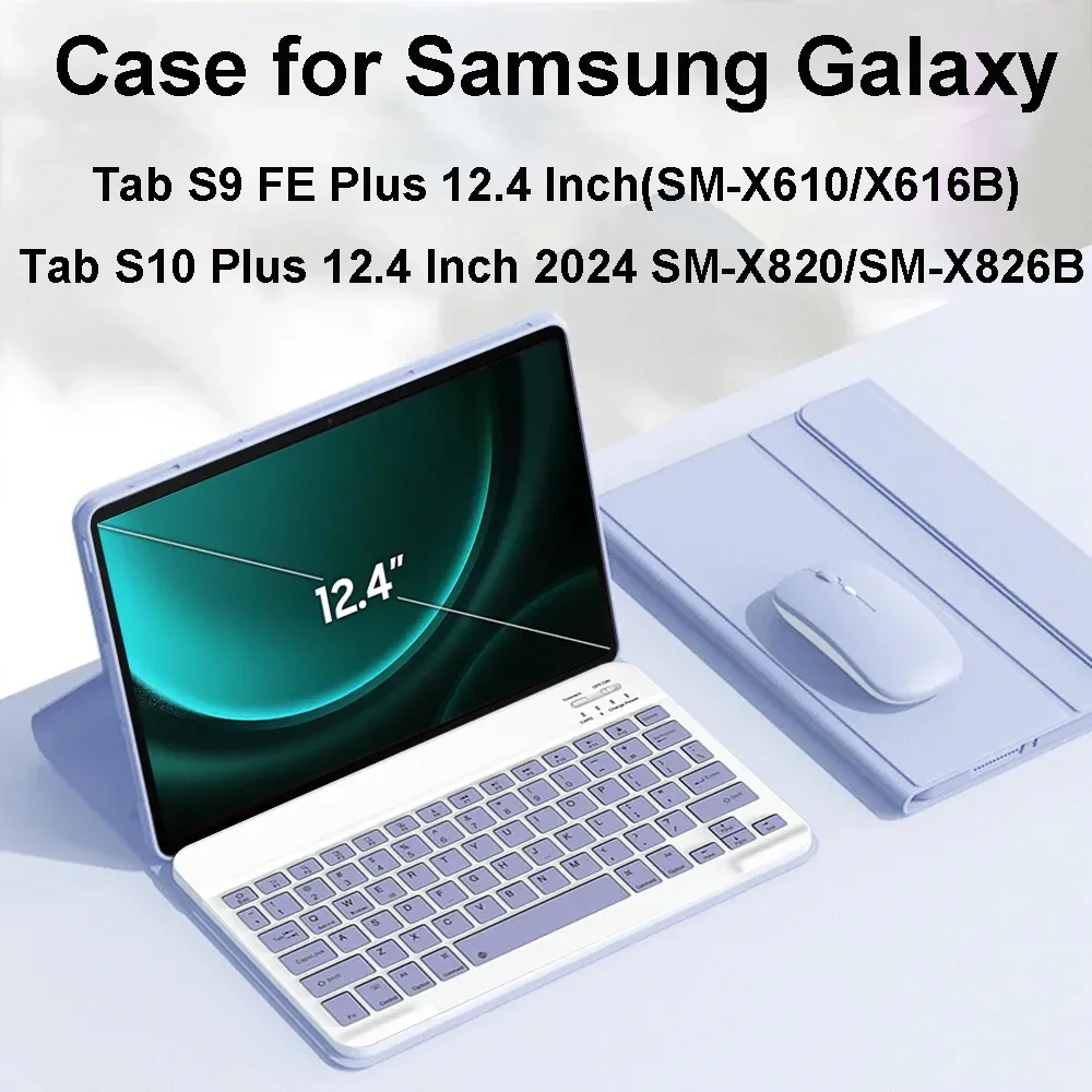 

Чехол для Samsung Galaxy Tab S9 FE + 12,4 дюйма SM-X610 X616B, чехол для клавиатуры для Samsung Tab S10 Plus 12,4 дюйма 2024 SM-X820 X826B