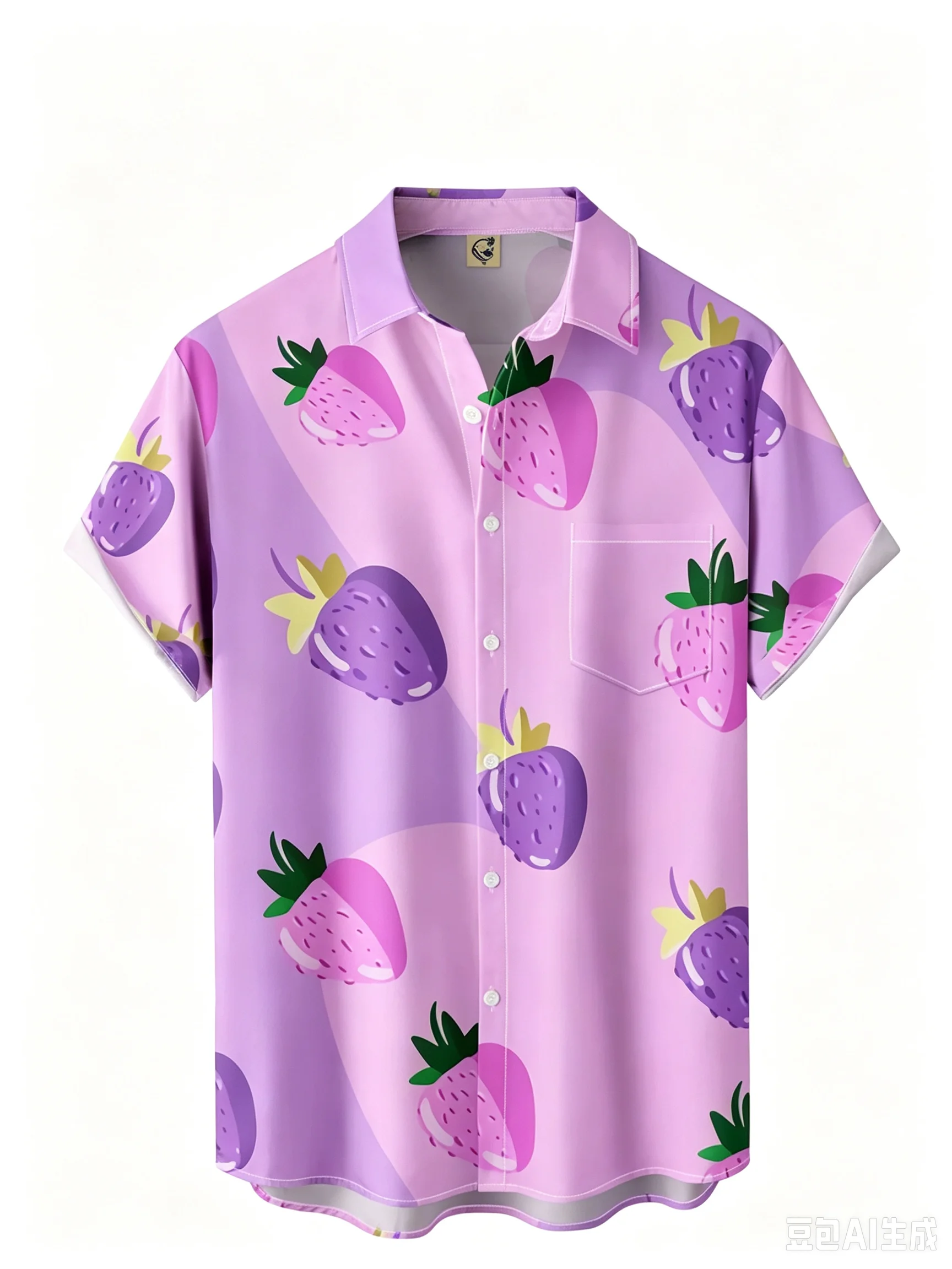 3d Printed Strawberry Pattern Hawaiian Shirts Men Women Summer Fashion Beach Button Up Lapel Shirt Button Short Sleeve Blouse