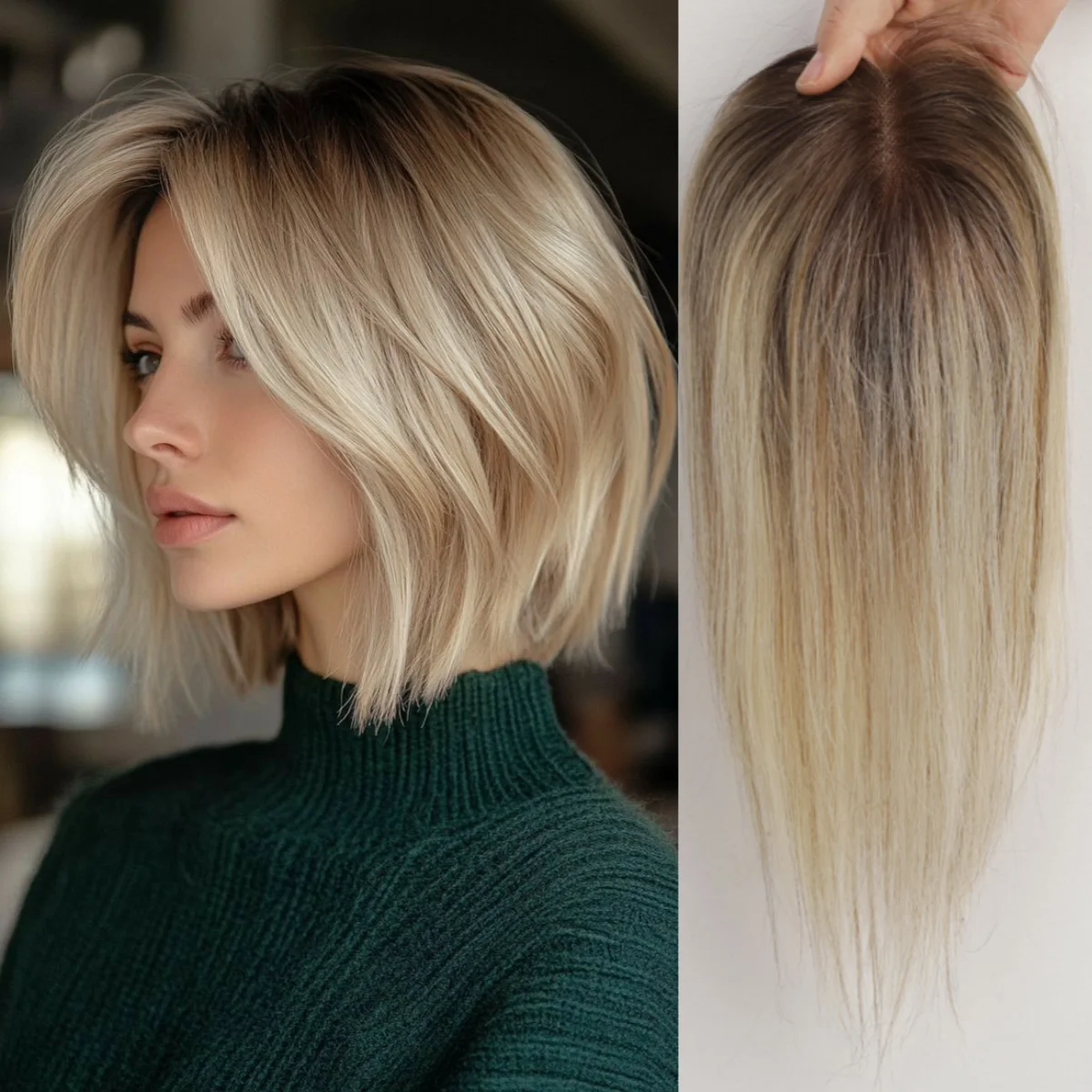 brown-to-blonde-balayage-12-inch-straight-center-part-lace-base-human-hair-topper-100-remy-hairpieces-for-women-easy-to-wear