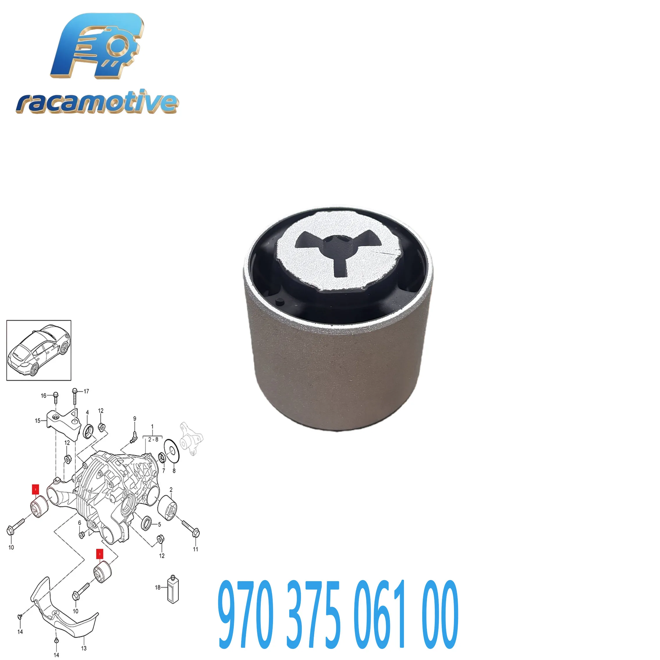 97037506100 Is Suitable for Porsche Panamera 970 2009-2017 Rear Axle Transfer Case Bracket Bushing Rubber Mount