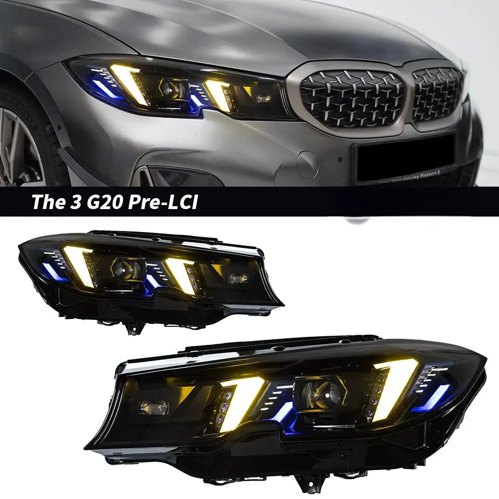 

Auto Parts for BMW 3 Series G20 G28 2019-2025 White/Yellow DRL High Quality Fangs Style New Upgrade Laser Headlights
