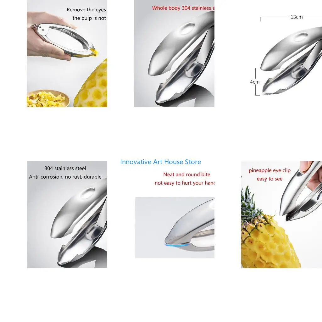 E1PC Pineapple Eye Peeler Remover Stainless Steel Strawberry Huller Tomato Stem Tools