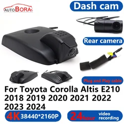 AutoBora 4K Wifi 3840*2160 Car DVR Dash Cam Camera 24H Video for Toyota Corolla Altis E210 2018 2019 2020 2021 2022 2023 2024