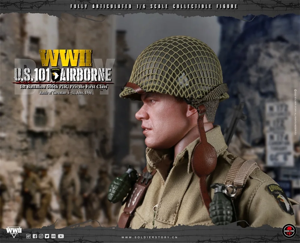 

1/6 SoldierStory SS126 WWII US 101 Battalion Private First Class Ryan Mini Helmet with Inner Net Model Fit 12" Doll Figure DIY