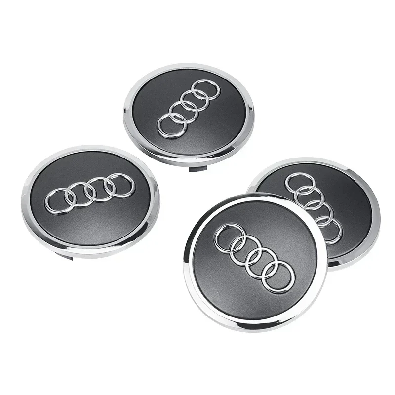 4Pcs 77mm Wheel Center Caps Hub Covers Car Styling 4L0601170 Badge For Audi Q7 Hubcap Cover Black Gray Decoration Accessories