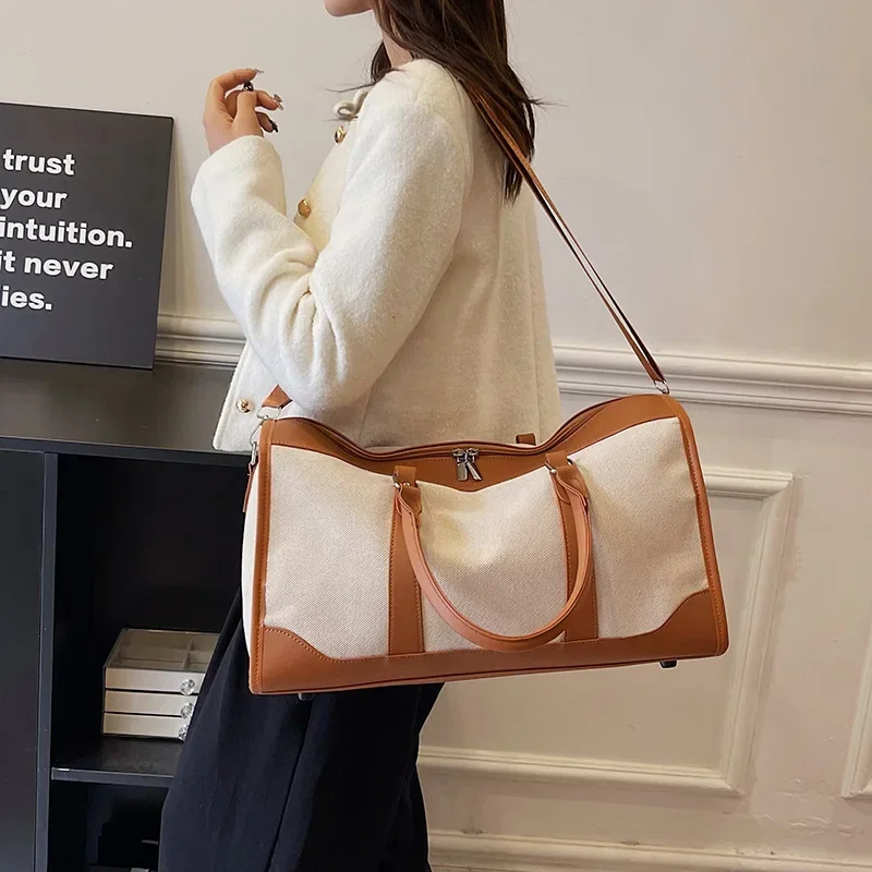 

Fashion Fitness Bag Travel Bag Travel Bag Short Trip Bag Women's Canvas Handbag Luggage Storage Bag Travel Bag