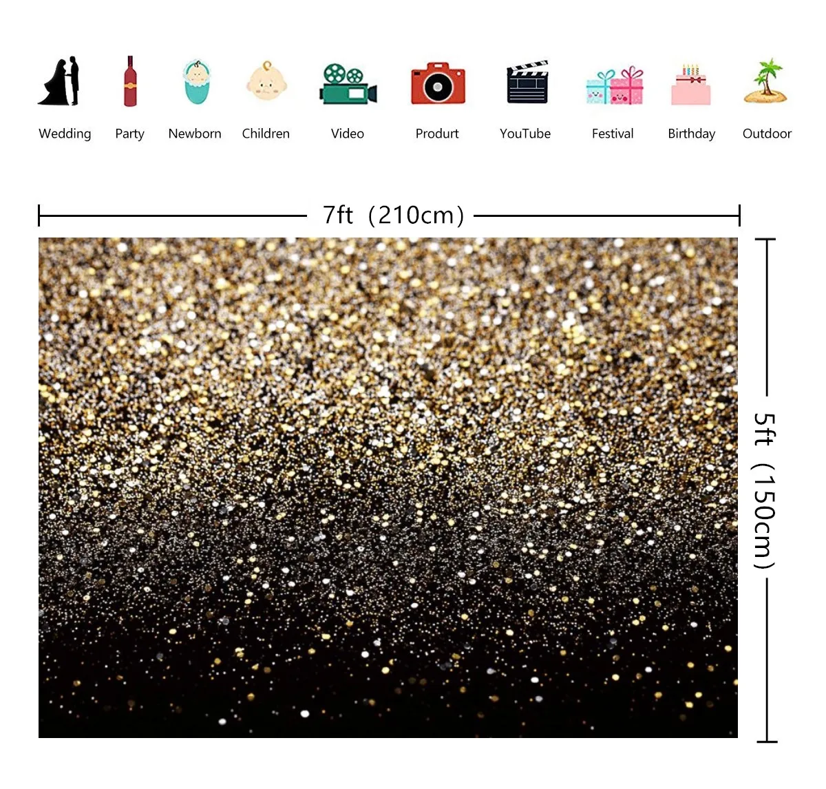 Birthday Backdrop Black Gold Backdrop Glitter Golden Bokeh Spot Background Happy New Year 2024 Birthday Party Deoration