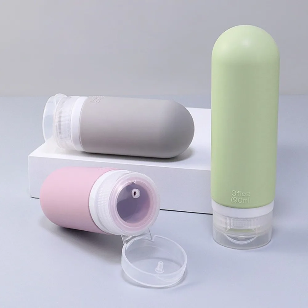 Sub-engarrafamento recipiente líquido loção cosmética vazio viagem recarregável garrafa à prova de vazamento macio silicone squeeze tubo ao ar livre