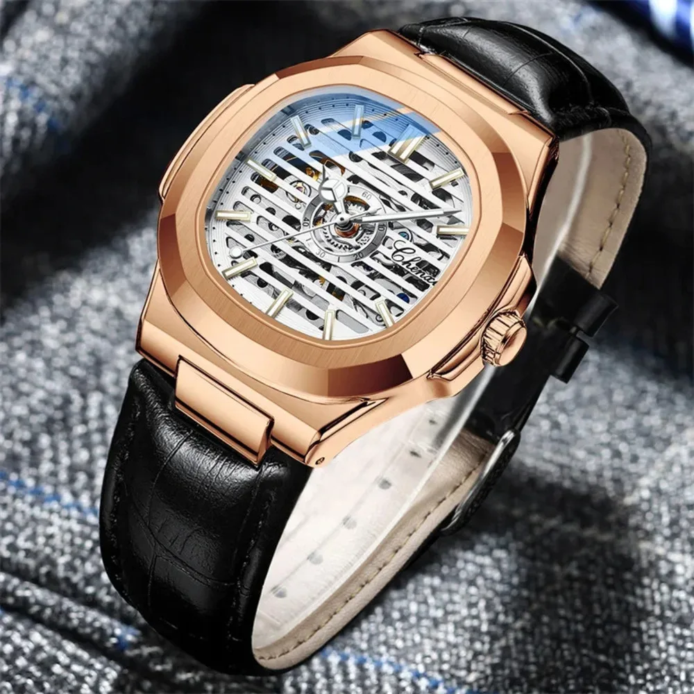 CHENXI Men Wristwatch Automatic Mechanical Waterproof Sport Original Male Clock Top Brand Skeleton Hollow Mens Watch 8822 Reloj