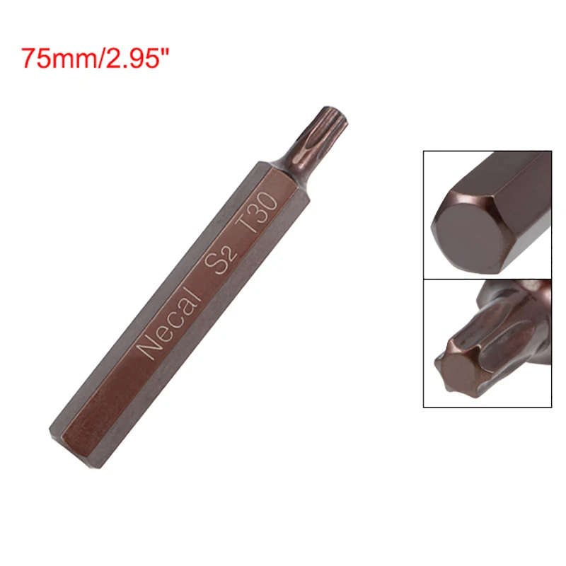 T30 Torx 스크루 드라이버 비트 3/8 인치 10mm 육각 섕크 자기 스크류 드라이버 비트 S2 합금강 75mm 길이 핸드 툴