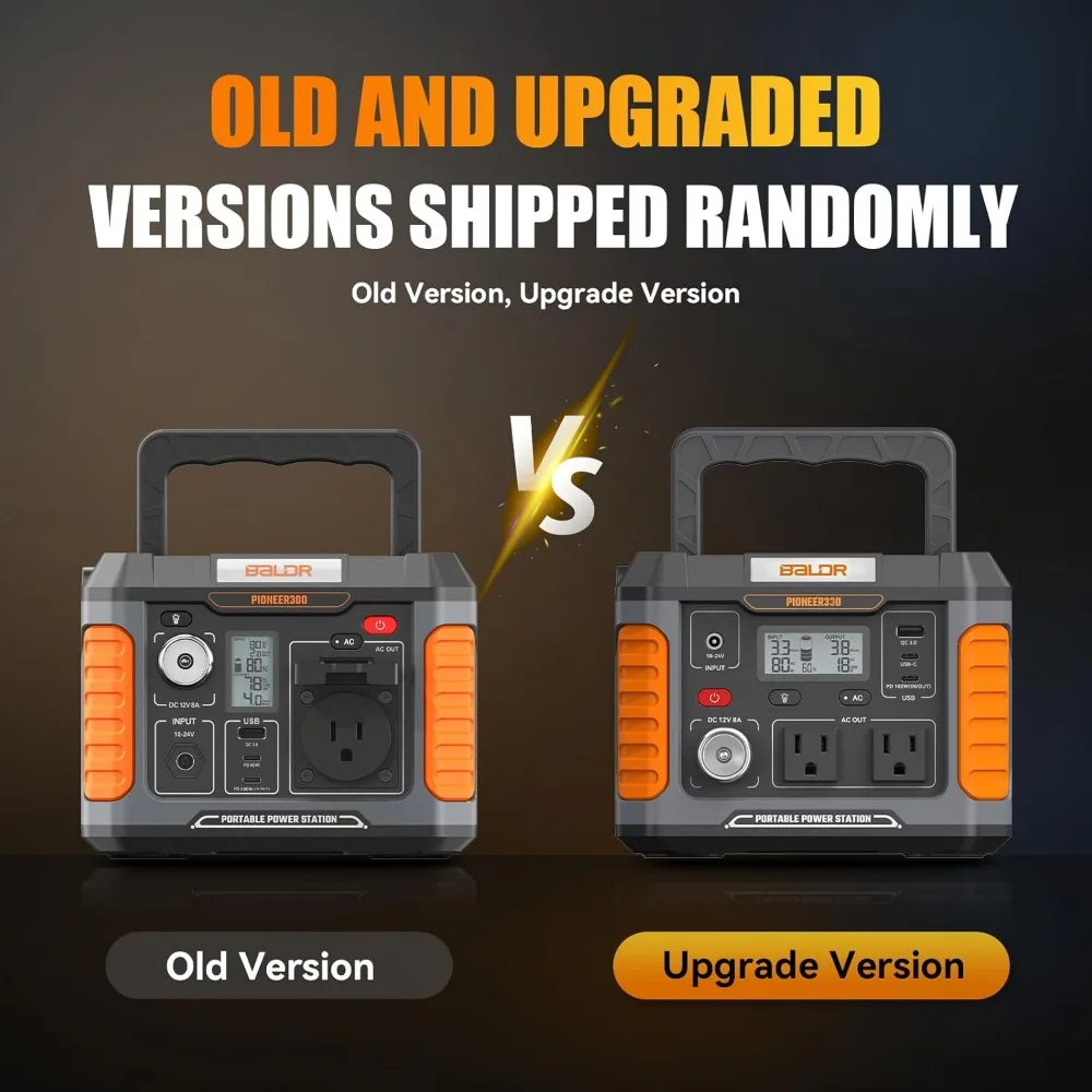 330W Portable Power Station with 288Wh Capacity, Pure Sine Wave AC Outlet, Solar Charging for Camping Travel Emergency Backup