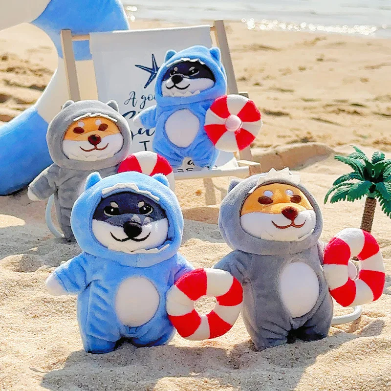Cangwu Shiba Inu Summer Theme Swimming Circle Shark Leather Cover Plush Pendant Trendy Cool Shiba Inu Bag Keychain