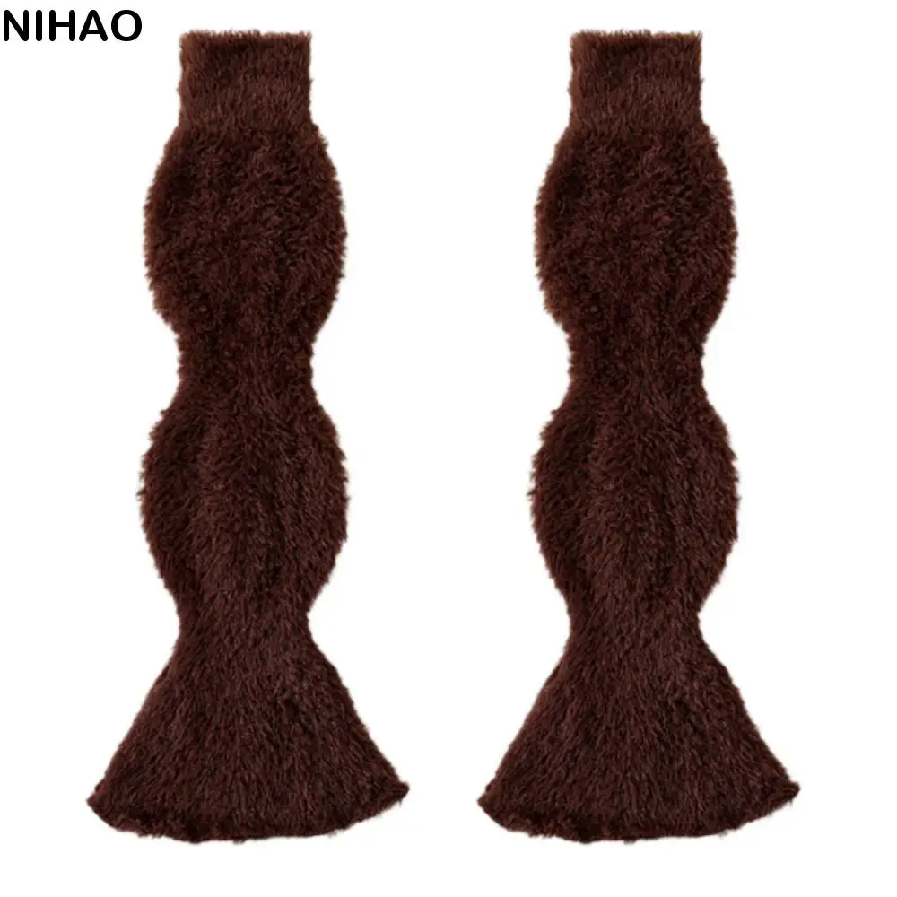 Simple Y2K Coral Fleece Foot Cover Elastic Sweet Women's Leg Warmers Breathable Kawaii JK Knee High Socks Student