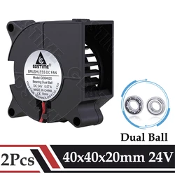 2pcs Gdstime DC 24V 40x40x20mm 40mm Brushless Dual Ball Blower Fan 4020B 4cm Mini 3D Printer Exhaust Turbo Blower Cooling Fan