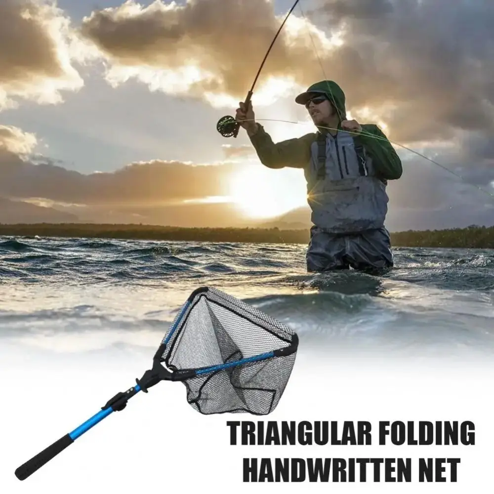 Folding Fishing Net New Retractable Triangle Hand Copy Net Anti-hanging Fishing Accessories Silicone Net Bag