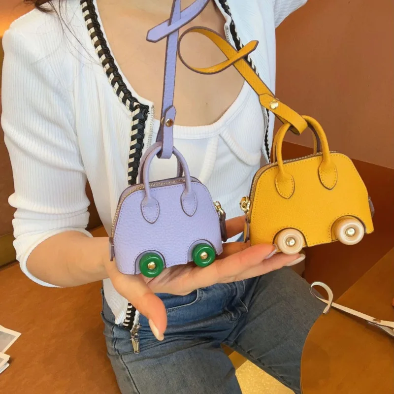 

Fashion Wheel Mini Bag Soft PU Leather Storage Bags Airpods Earphone Cover Lipstick Coin Purses Cute Handbag Decoration Pendant