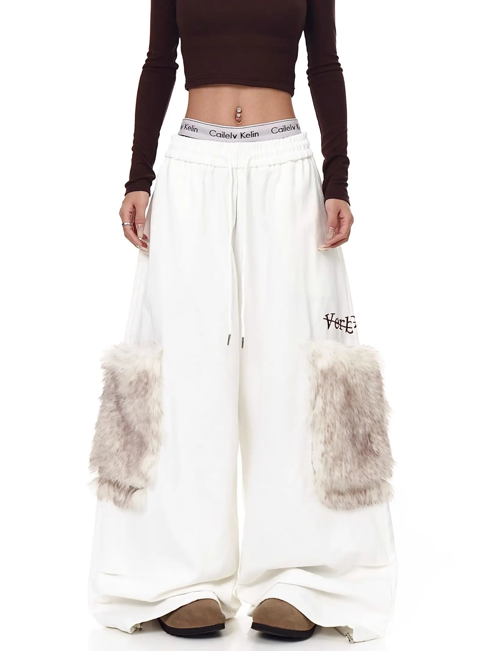 Retro American Casual Furry Pants Women's Loose Straight Leg Wide Leg Loose Casual Trousers Spring Autumn New
