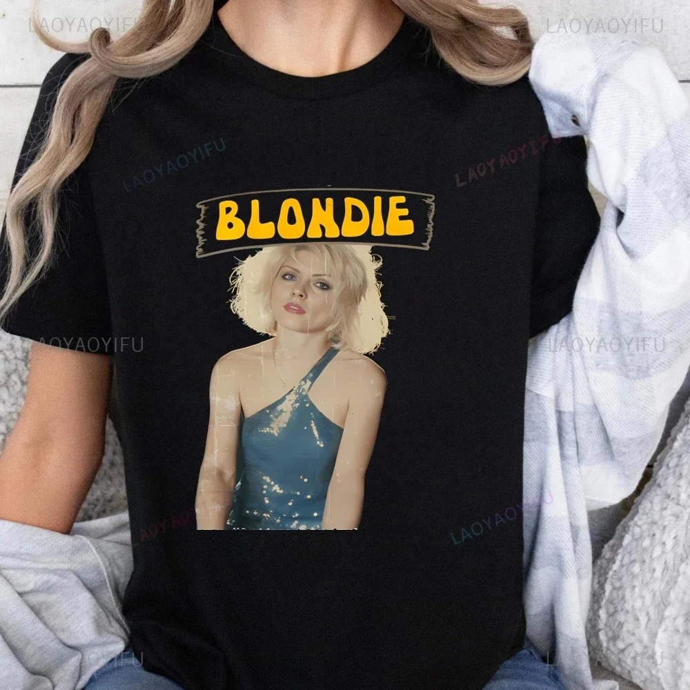 ملابس علوية كلاسيكية من Punk Rock Chica 70s من Banda Estampado Camisetas بلوندي Tendencia Camisas للجنسين Estampado Camisetas Grandes #3