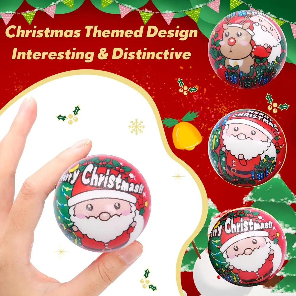 1/12 pièces boules anti-Stress de noël jouets en vrac mousse PU balles anti-Stress père noël jouets anti-Stress cadeau de noël cadeaux de fête