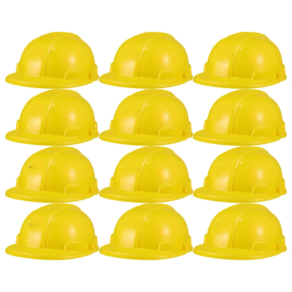 12Pcs Construction Safety Helmets Kids Bright Colored Hard Hats Role Play Party Supplies Building Dress Up Caps