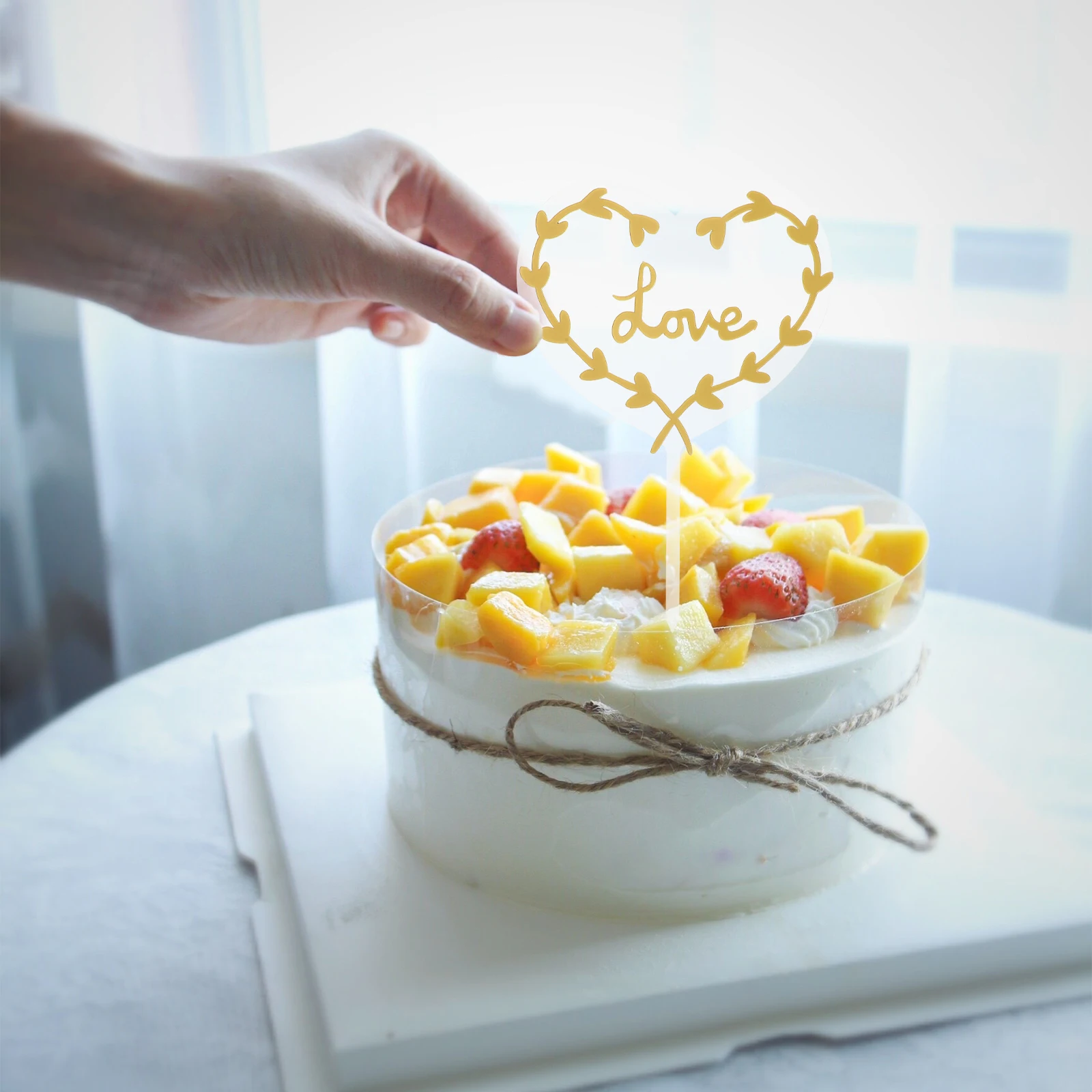

10pcs Cake Diy Decor Decorations Plastic Valentine Cupcake Toppers Dessert Picks Golden Heart Shaped Party Cake nament