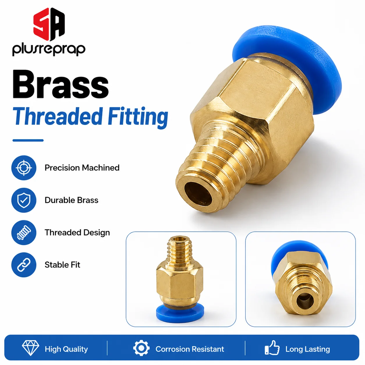PC4-M6 Fitting Connector for OD 4mm Ptfe Tube M6 6mm Thread Hot Head Connector Extruder Feed for 1.75mm Filament 3D Printer