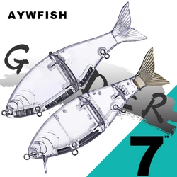 AYWFISH 1PCS Unpainted Glider Swimbait DIY Wake Bait Artificial Hard Bait Multi Jointed Fishing Lures Slider Blanks 60G / 77G