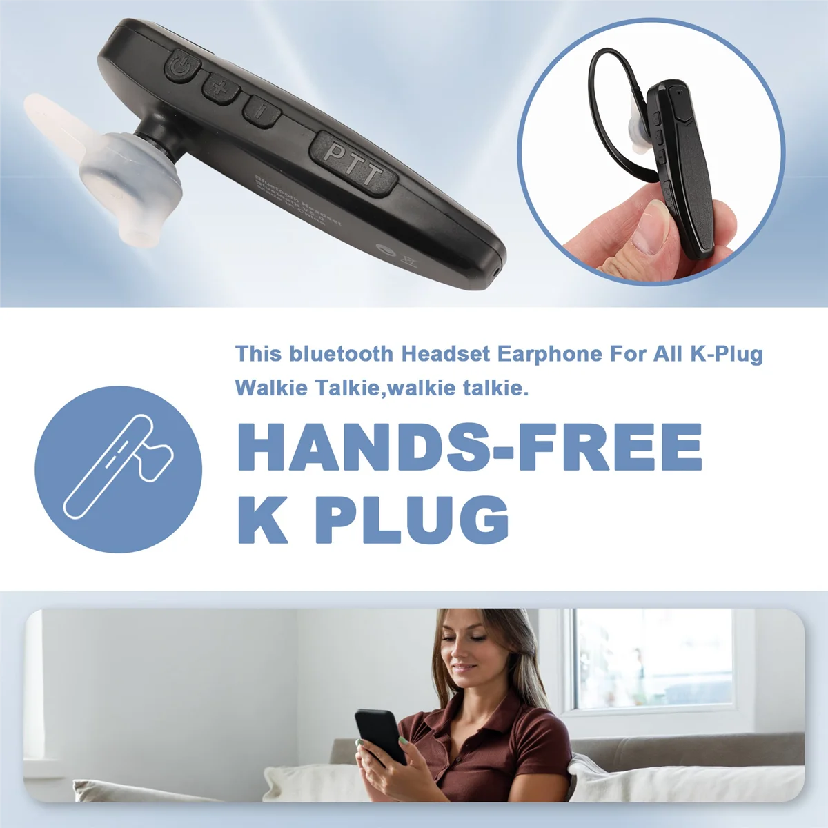 N95R Walkie Talkie Wireless Bluetooth PTT Headset Earpiece Hands-Free K Plug for KENWOOD Microphone Headset Adapter